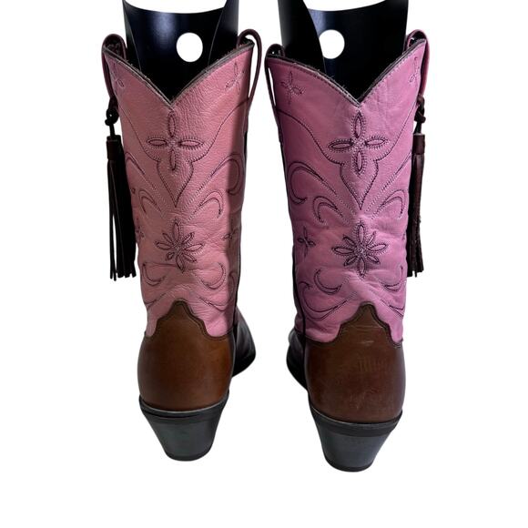 ARIAT Boots 6B Moon Fringe Tassels Cowboy Snipe Toe Cowgirl Rodeo Pink Western - Picture 5 of 12
